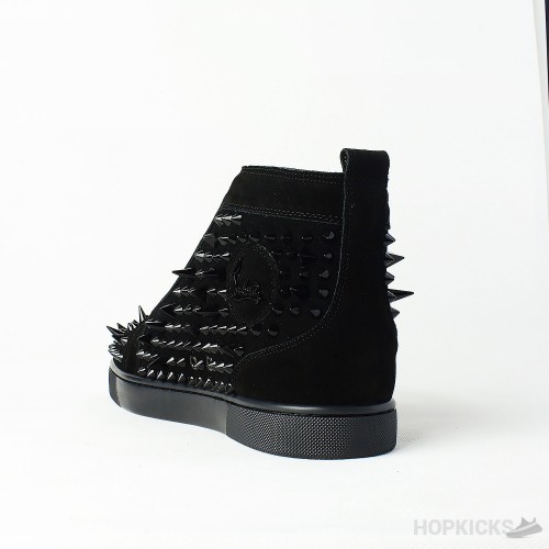 CL Black Suede Multi Level Spiked High Top