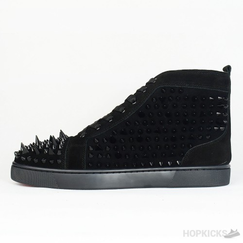 CL Black Suede Multi Level Spiked High Top