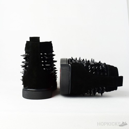 CL Black Suede Multi Level Spiked High Top