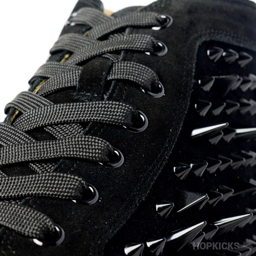 CL Black Suede Multi Level Spiked High Top