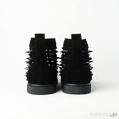 CL Black Suede Multi Level Spiked High Top