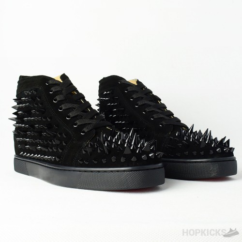 CL Black Suede Multi Level Spiked High Top