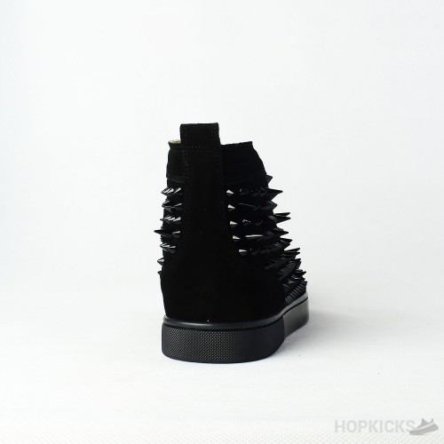 CL Black Suede Multi Level Spiked High Top