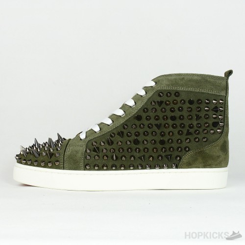 CL Olive Suede Multi Level Spiked High Top