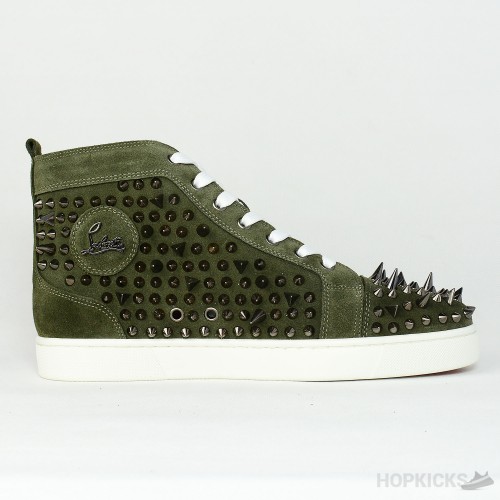 CL Olive Suede Multi Level Spiked High Top