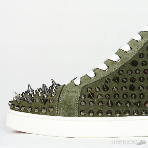 CL Olive Suede Multi Level Spiked High Top