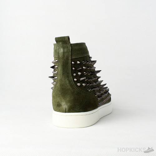 CL Olive Suede Multi Level Spiked High Top