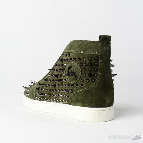 CL Olive Suede Multi Level Spiked High Top