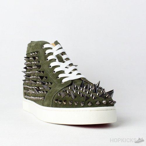 CL Olive Suede Multi Level Spiked High Top