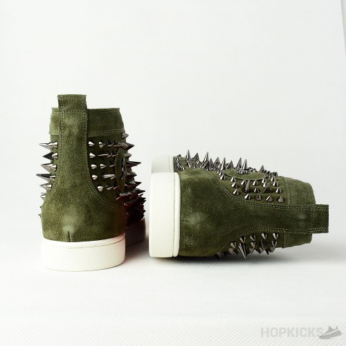 CL Olive Suede Multi Level Spiked High Top