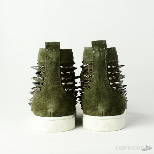 CL Olive Suede Multi Level Spiked High Top
