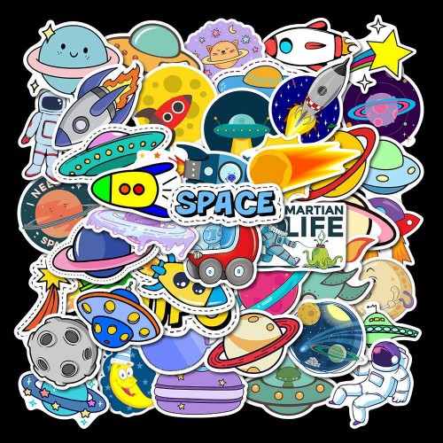 50 Pcs UFOs Waterproof Stickers