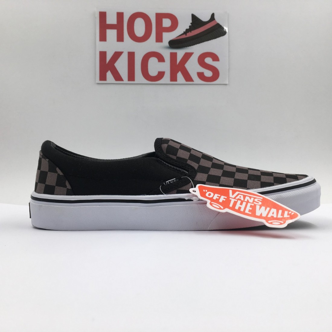 checkered vans slip ons grey