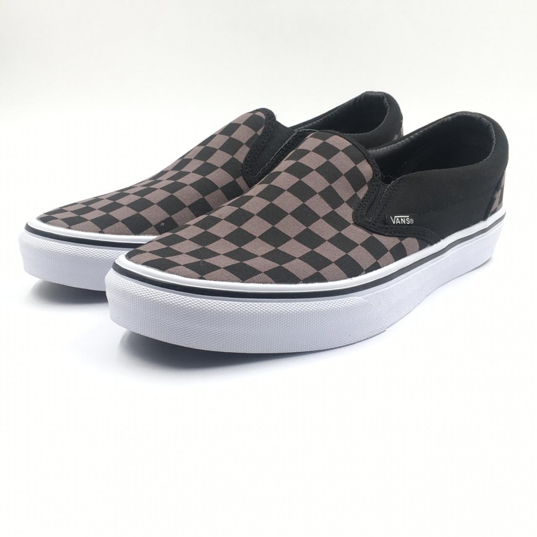 checkered vans dark grey