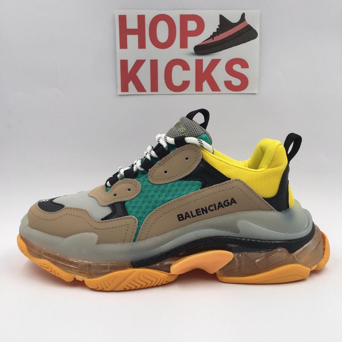green and yellow balenciaga triple s
