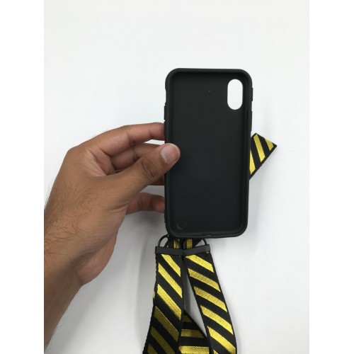 Off WhiteFire Tape Black Iphone Cover