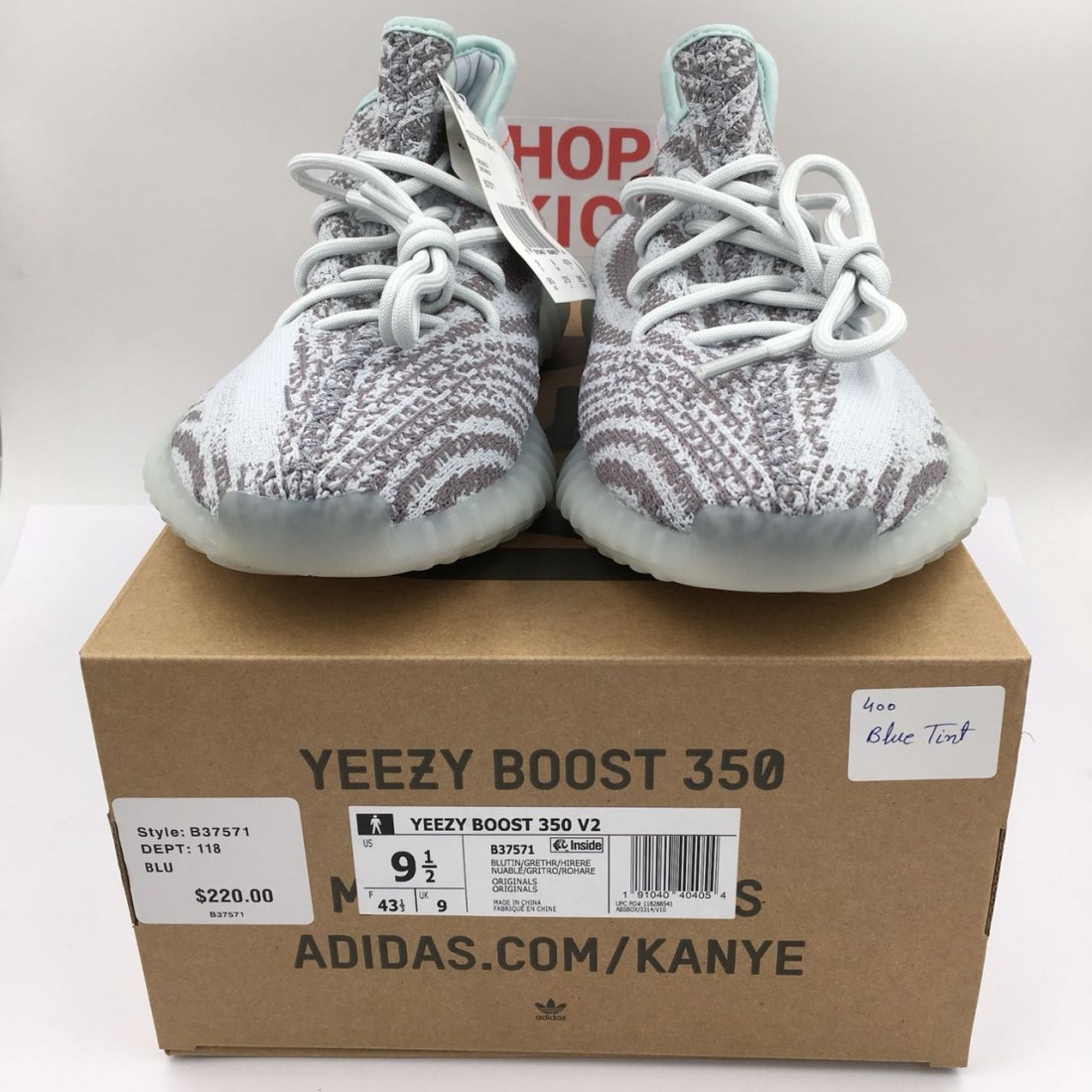yeezy 350 blue tint box