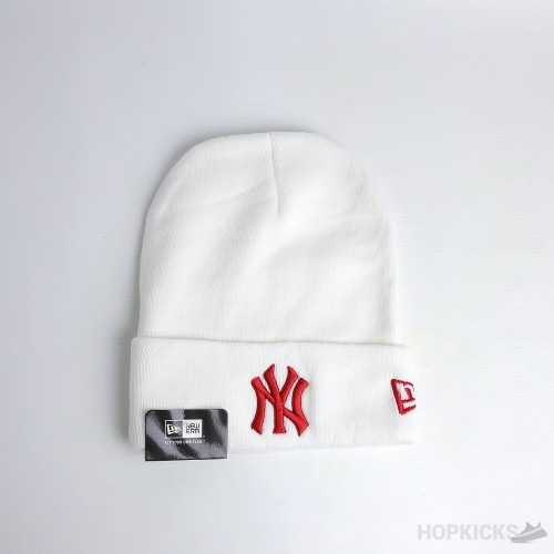 NY New Era Red Logo White Beanie