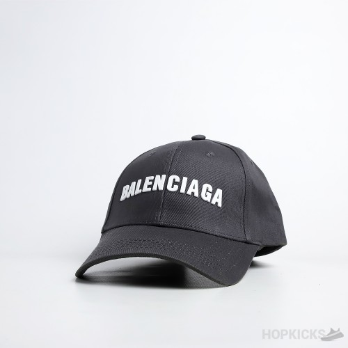 Bale*ciaga White Logo Black Cap