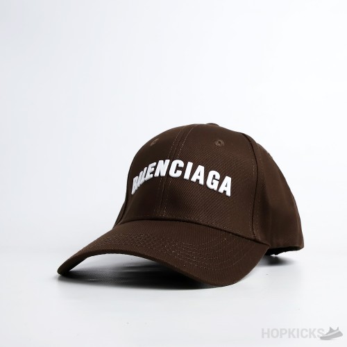 Balenciaga White Logo Brown Cap