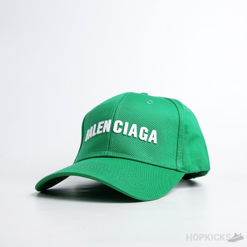 Bale*ciaga White Logo Green Cap