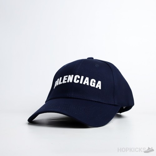 Bale*ciaga White Logo Navy Cap