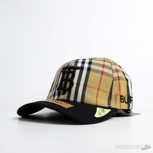 Burberry Baseball Bt Black Beige Cap