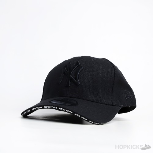 NY Black Logo White Strip Black Cap