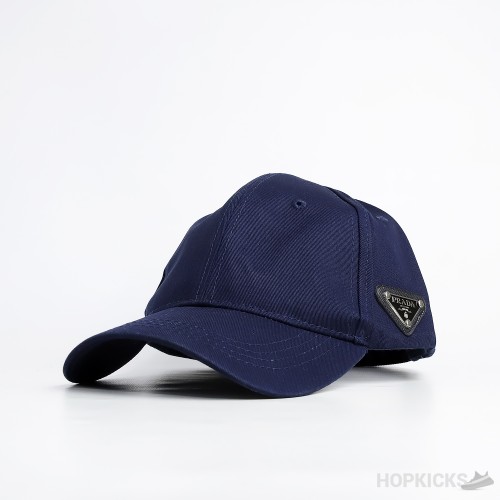 Prada Side Triangle Logo Navy Cap