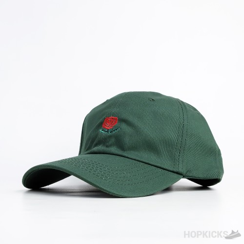Rose Embroidered Logo Green Cap