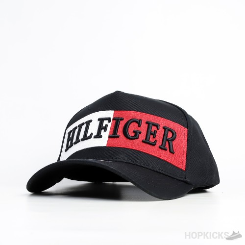 Hilfiger Logo White Red Flag Black Cap