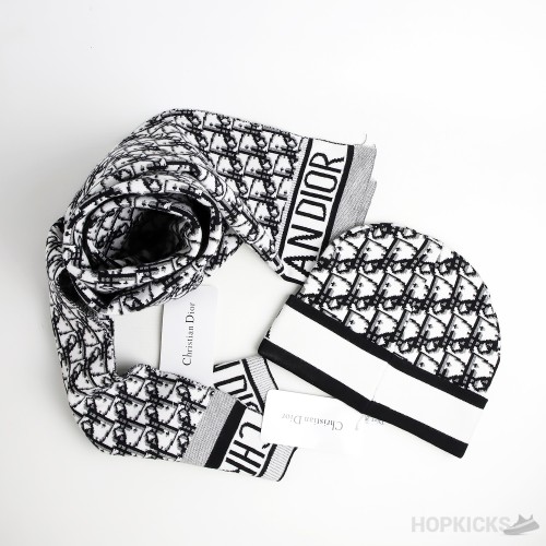 Christian Dior White Black Scarf and Beanie