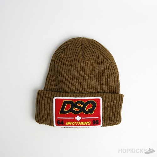 DSQ 64 Brothers 95 Patch Logo Brown Beanie