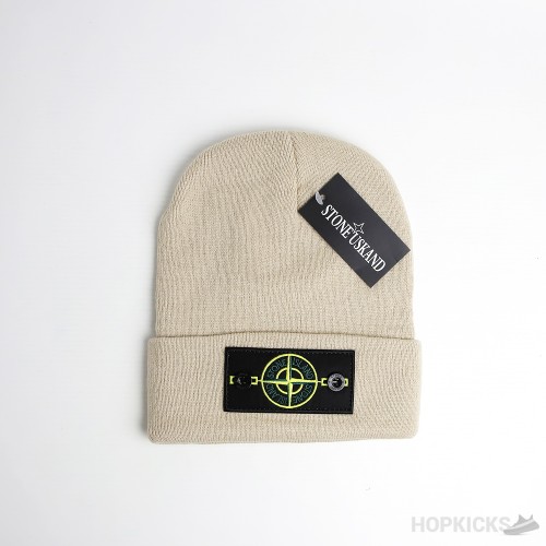 Stone Island Badge Beanie Beige