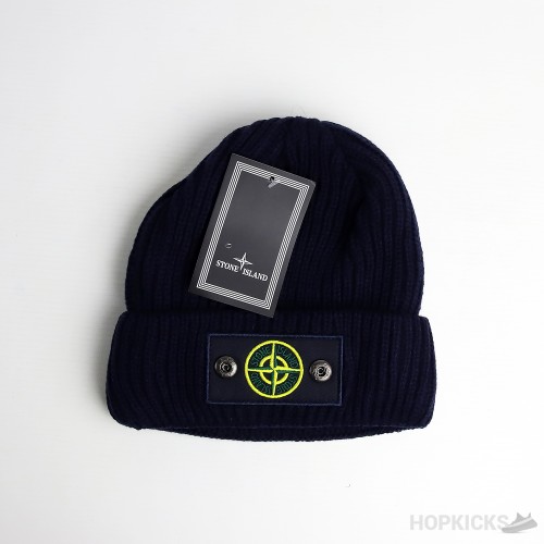 Stone Island Badge Woolen Beanie Blue