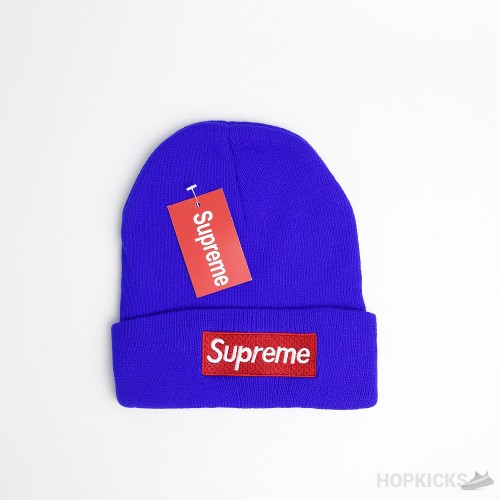 Supreme New Era Box Logo Blue Beanie