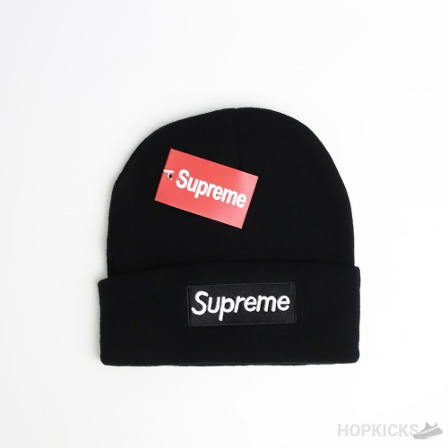 Supreme New Era Box White Logo Black Beanie