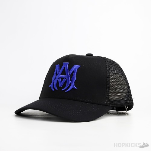 Amiri MA Blue Logo Black Cap