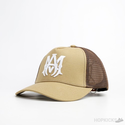 Amiri MA White Logo Light Brown Cap