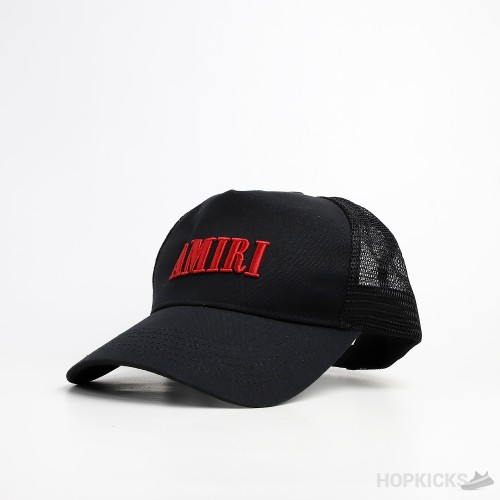 Amiri Red Logo Embroidered Black Cap