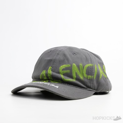 Balenciaga BB Green Graffiti Grey Cap