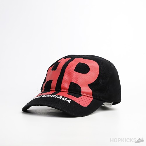 Bale*ciaga BB Red Big Logo Black Cap