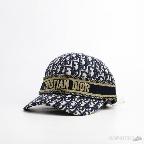 Dior Oblique Striped Logo Navy Cap