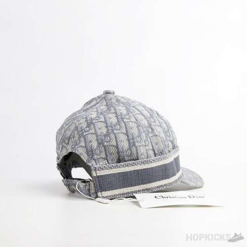 Dior Oblique Striped Logo Grey Cap