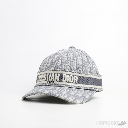 Dior Oblique Striped Logo Grey Cap