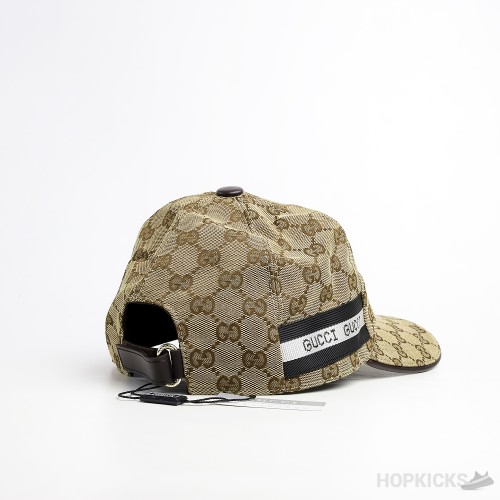 Gucci GG Web Print Striped Brown Cap
