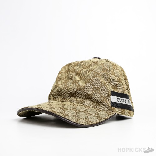Gucci GG Web Print Striped Brown Cap