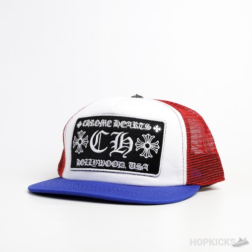 LA Chrome Hearts CH Trucker White Red Blue Cap