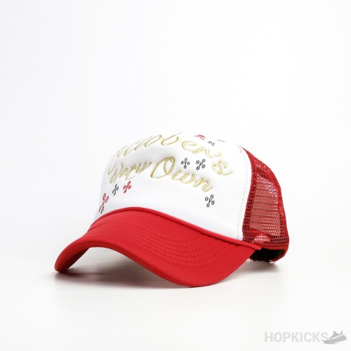 October's Very Own White Red Trucker Cap