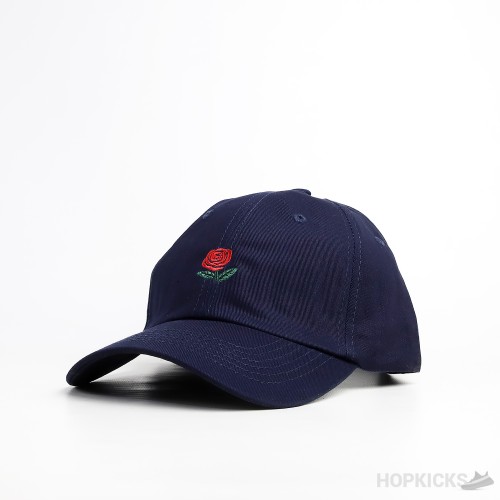 Rose Embroidered Logo Navy Cap